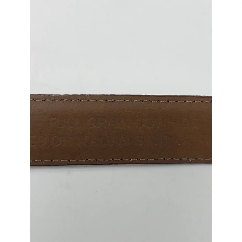 Perry Ellis Men's Portfolio Brown Leather Belt 38/95‎ Silver Buckel